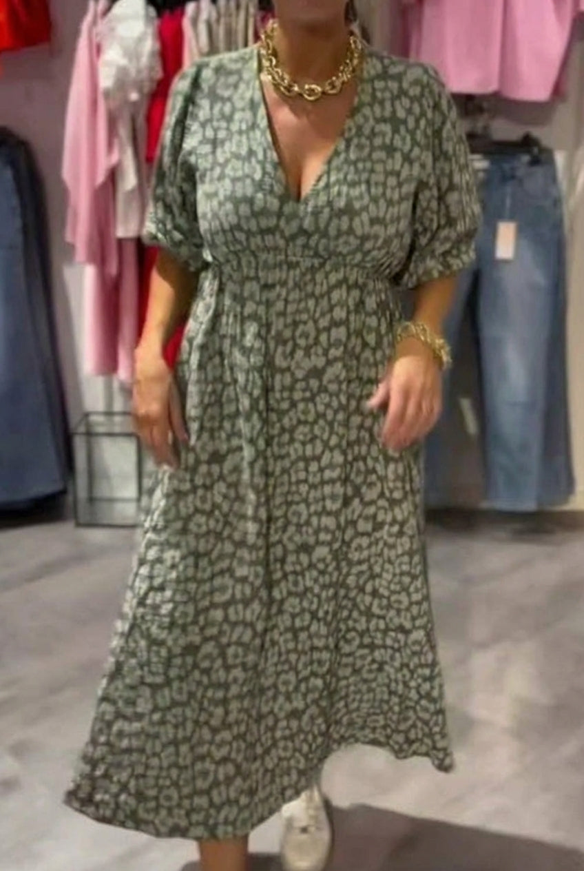 Valeria | Vestido de mujer con cuello en V y estampado