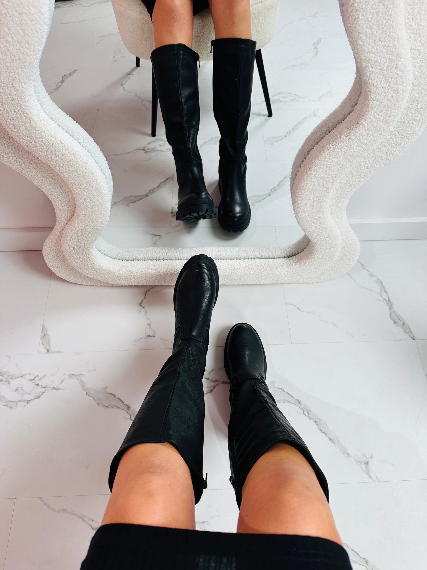 Anita  | Botas Altas Negras De Cuero