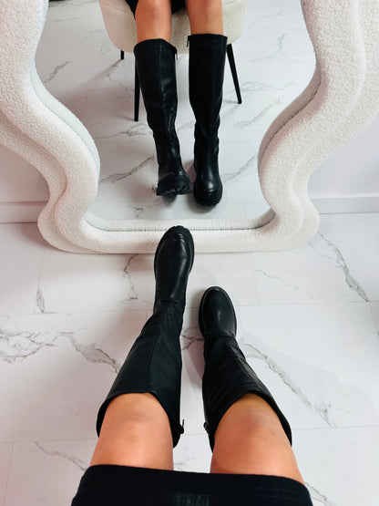 Anita  | Botas Altas Negras De Cuero
