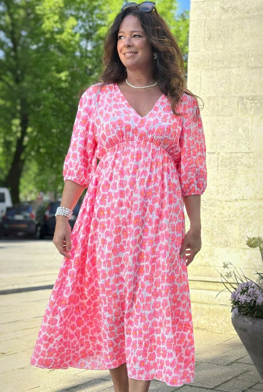 Valeria | Vestido de mujer con cuello en V y estampado