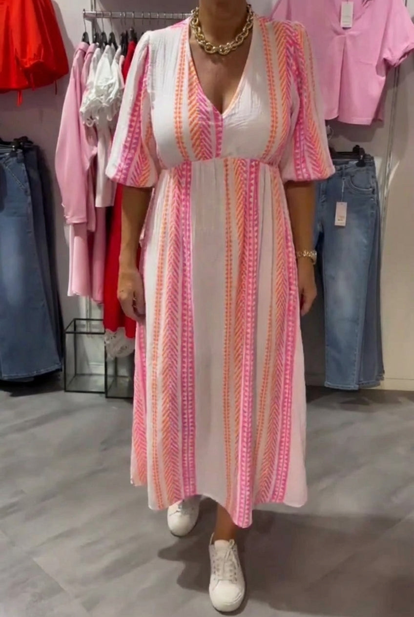 Valeria | Vestido de mujer con cuello en V y estampado