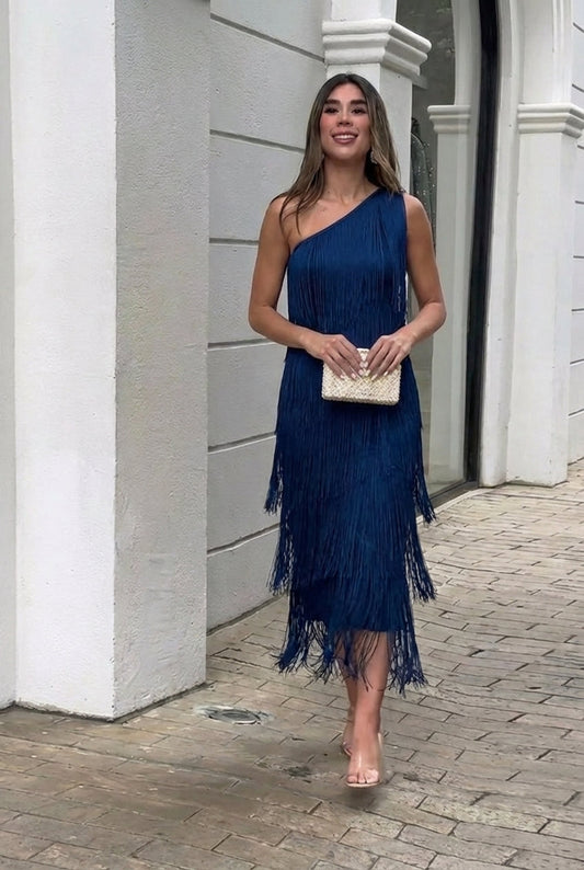 Irene | Vestido Asimétrico de Flecos