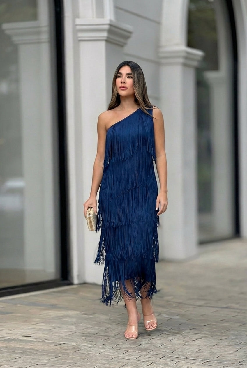 Irene | Vestido Asimétrico de Flecos