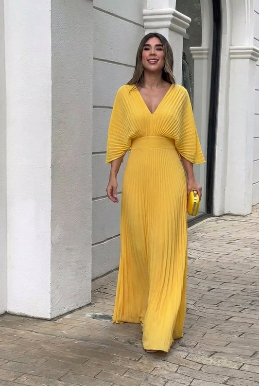 Natalia | Vestido largo plisado elegante