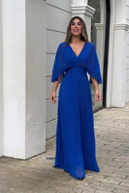 Natalia | Vestido largo plisado elegante