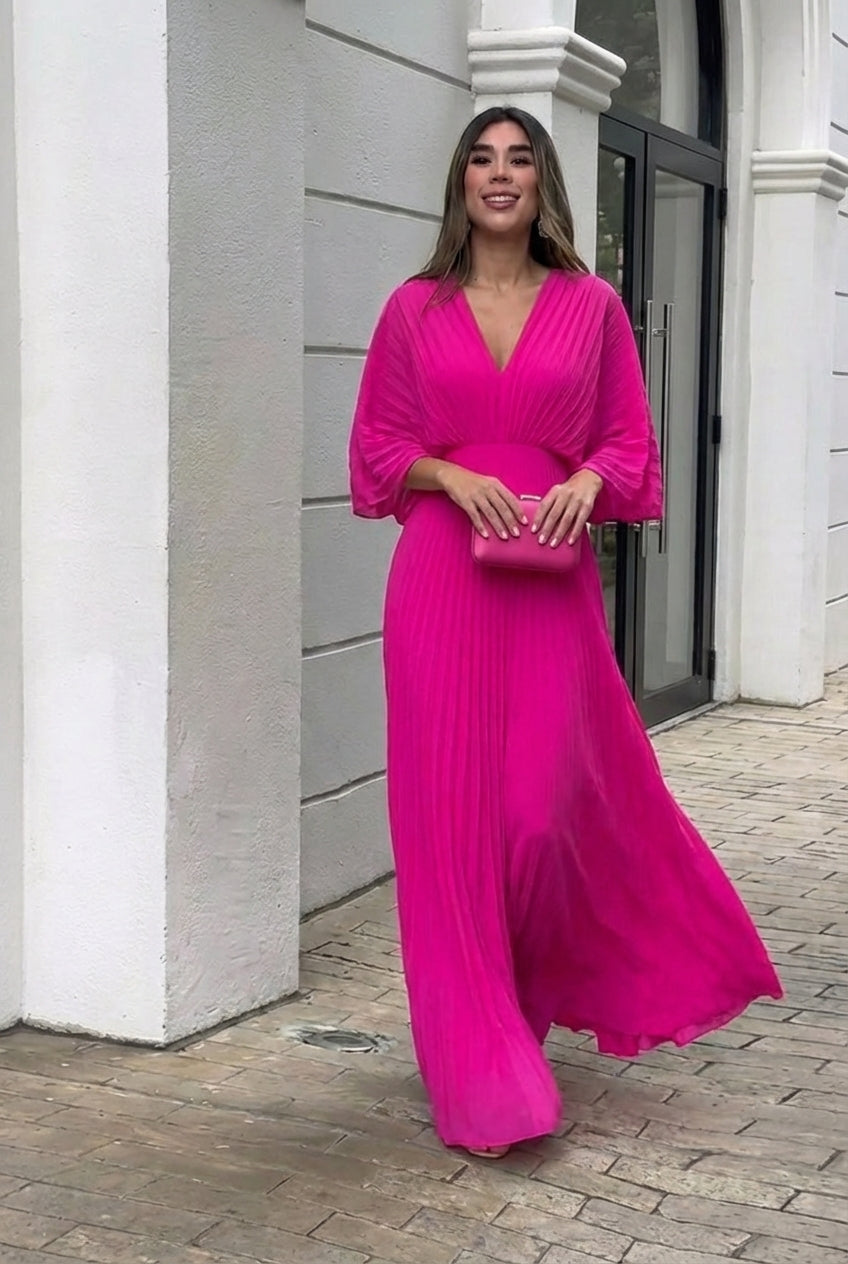 Natalia | Vestido largo plisado elegante