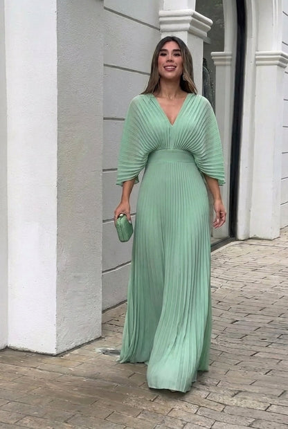 Natalia | Vestido largo plisado elegante