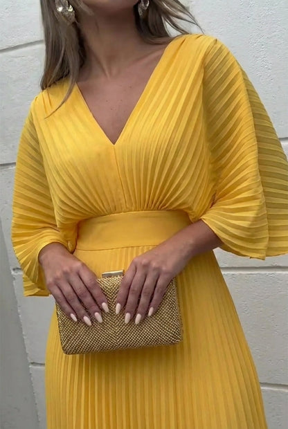 Natalia | Vestido largo plisado elegante