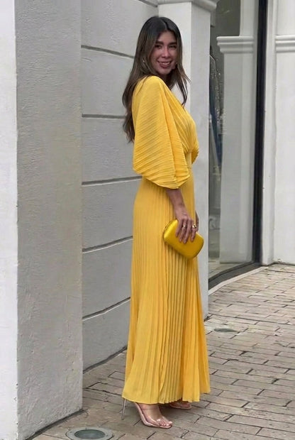 Natalia | Vestido largo plisado elegante