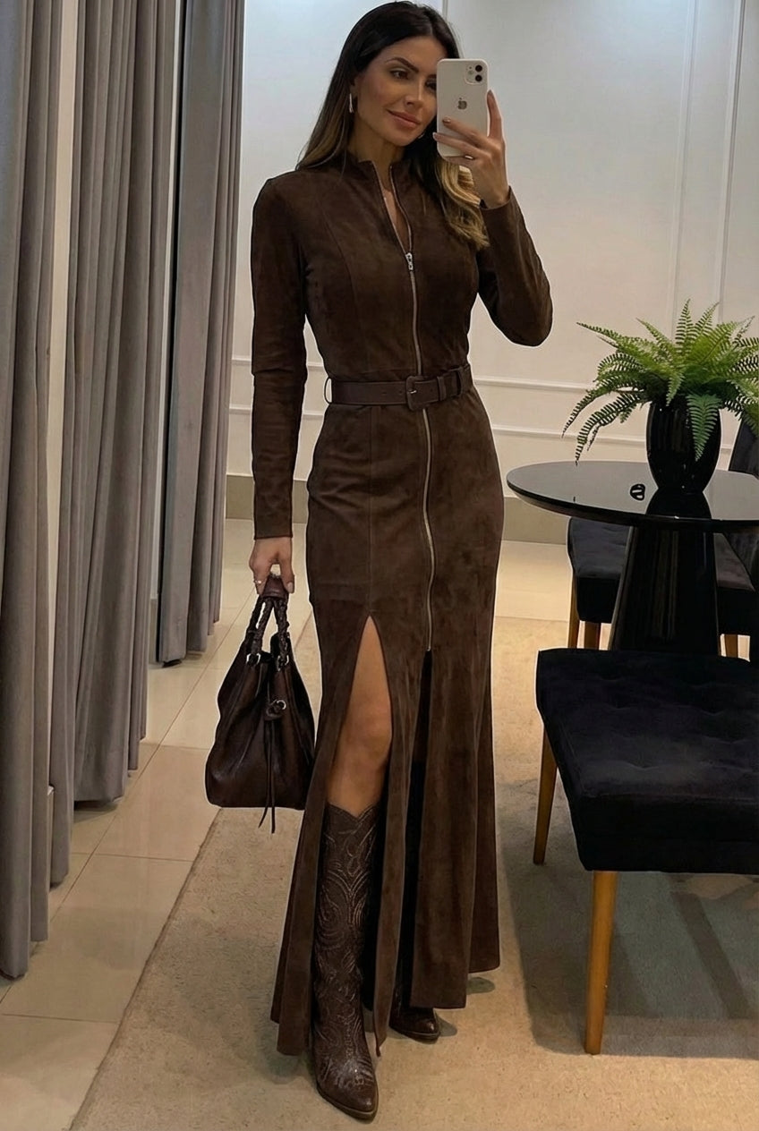 Cayetana | Vestido Largo de Ante