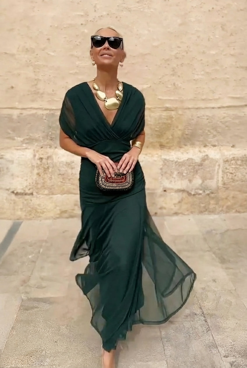 Lola | Vestido largo de fiesta elegante con cuello en V